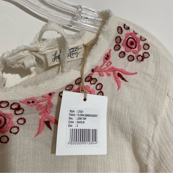 NWT LoveShackFancy Joni Top Dahlia Floral Embroidery Cream Cotton 2 - Picture 3 of 6